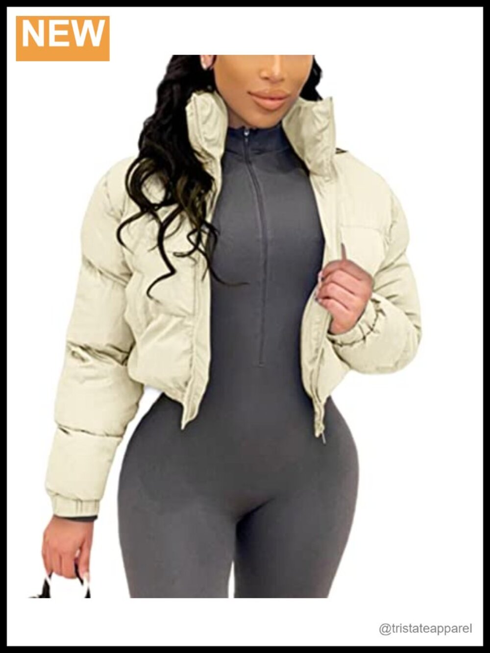 Women's Cropped Quilted Puffer Jacket Zip Up Winter Coat
